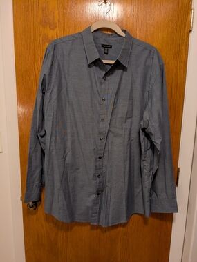 Van Heusen Men's 2XLT Long-Sleeve Button-Up Shirt - Grey Check